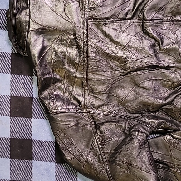 Vintage. 90s. Patchwork leather. Napoline Leather Outfitters. Bomber Jacket.  XL - Picture 15 of 16